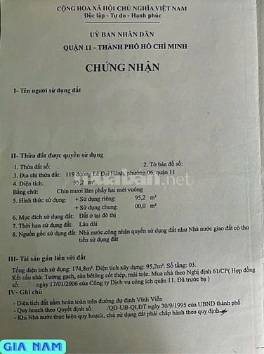 BÁN NHÀ MẶT TIỀN KINH DOANH : ĐƯỜNG LÊ ĐẠI HÀNH - P. 6 - Q. 11 - TPHCM