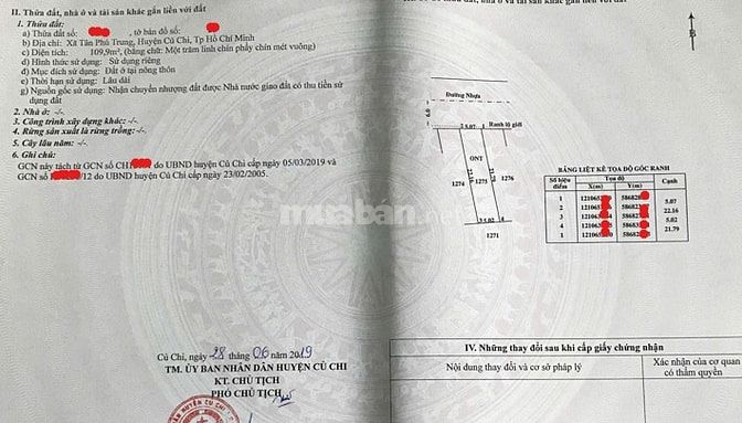 Thanh lý 985 triệu, 110m2 thổ cư, đường nhựa, Tân Phú Trung, Củ Chi