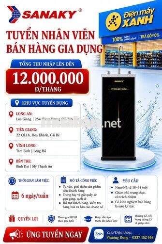 🚀 SANAKY TUYỂN NHÂN VIÊN BÁN HÀNG GIA DỤNG 🚀