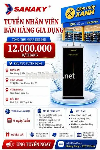 🚀 SANAKY TUYỂN NHÂN VIÊN BÁN HÀNG GIA DỤNG 🚀