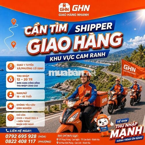 [GIAO HÀNG NHANH] CAM RANH - SHIPPER CÓ LƯƠNG CỨNG
