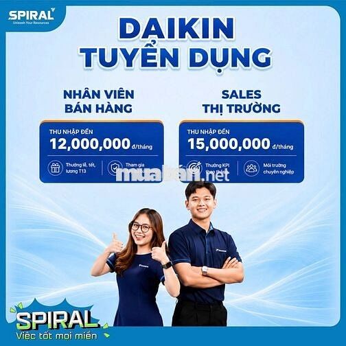 NHÂN VIÊN TƯ VẤN BÁN HÀNG DAIKIN Ở KV ĐỒNG THÁP