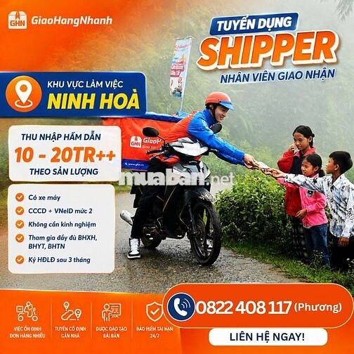[NINH HÒA - KHÁNH HÒA] GHN TUYỂN SHIPPER