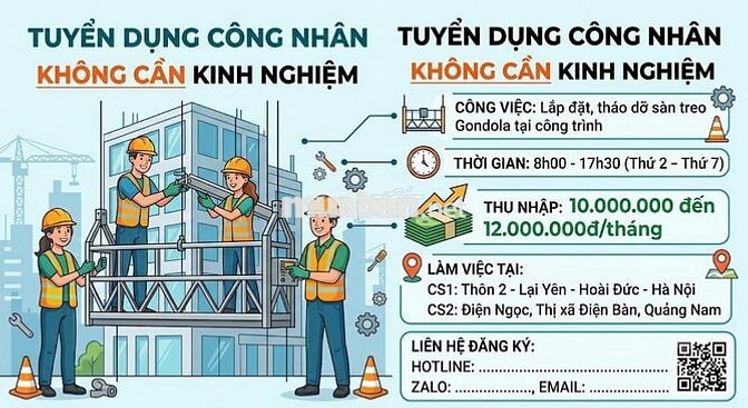 TUYỂNCÔNG NHÂN CÔNG TRÌNH HÀ NỘI/QUẢNG NAM