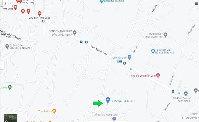 Đất mặt tiền (SHR) Xã Hưng Long, giáp khu đô thị Hưng Long mới