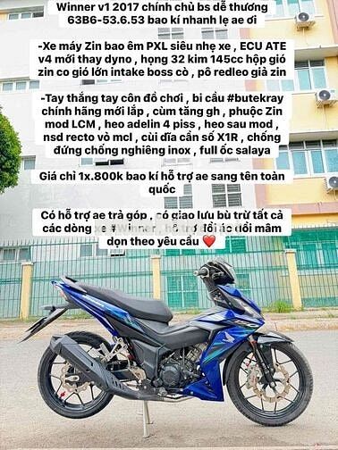 Honda Winner v1 chính chủ 63B6-53653 bao kí