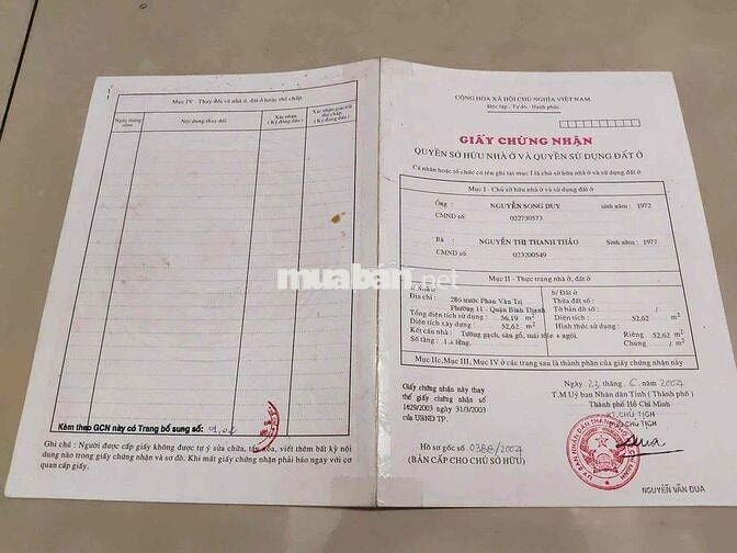 Bán Nhà Mặt Tiền phan văn trị Bình thạnh hcm