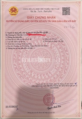 Chính Chủ Bán Đất An Phú Đông Q12, Đường trước nhà 5m , Cách QL1 400m