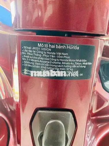 Honda Vision 2022 109.5cc Đỏ 12000 km