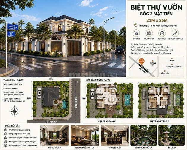 CẦN BÁN LÔ ĐẤT BIỆT THỰ 23m × 30m, góc 2 Mặt tiền TÔ THỊ KHỐI