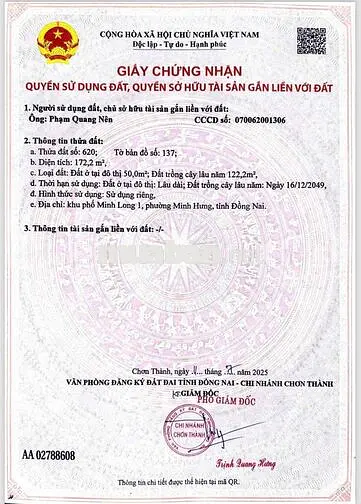 Đất phường Minh long ngay chợ đường thông chính chủ