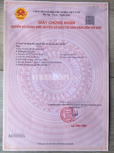 Bán đất nền KDC Phú Lợi P7 Q8 Dt 8x8,81m sổ sẵn cc liền đường 10m 