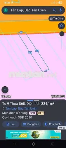 Bán Đất mặt tiền ĐT746, 6×37m (TC:100 m2 ) giá 4.3 tỷ tại Xã Tân Lập