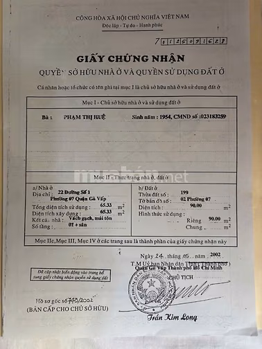 Nhà khu tennis Hoàng Long - 29/Lê Đức Thọ, P7, GV: 5 x 18, 15,3 tỷ