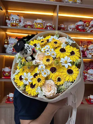 Bó Hoa Sáp Tốt Nghiệp Hướng Dương Mix Cúc Họa Mi Tinh Tế TiNi Florist 