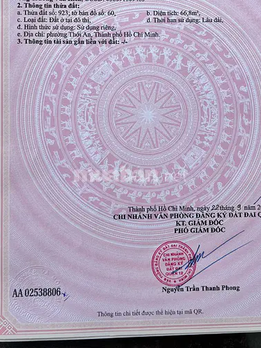 Đất Hà Huy Giáp. DT: 4 x 17m2. Giá: 3.350tr