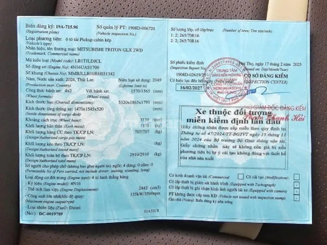 THÔNG BÁO MỜI CHÀO GIÁ CẠNH TRANH THANH LÝ XE Ô TÔ BKS: 19A -71596