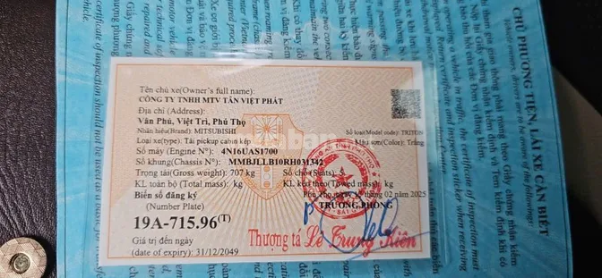 THÔNG BÁO MỜI CHÀO GIÁ CẠNH TRANH THANH LÝ XE Ô TÔ BKS: 19A -71596