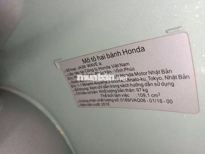 Honda Wave Alpha 2018 Xanh ngọc 50794 km