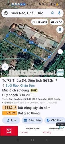 Bán đất ở xã xuân sơn, Tp Hồ Chí Minh ( Xã suối rao cũ)