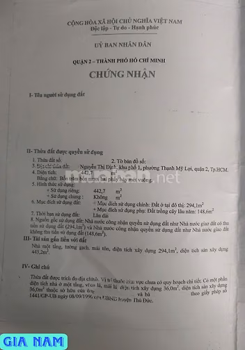 BÁN NHÀ GÓC 2 MẶT TIỀN KINH DOANH :  ĐƯỜNG NGUYỄN THỊ ĐỊNH - P. TML