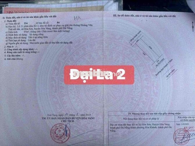 Bán lô đất mt đại la 2 liên chiểu gần Hoàng Văn Thái