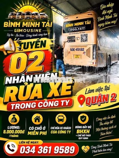 TUYỂN 2 NHÂN VIÊN RỬA XE