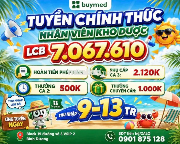TUYỂN DỤNG NHÂN VIÊN KHO THUỐC CHÍNH THỨC LÂU DÀI