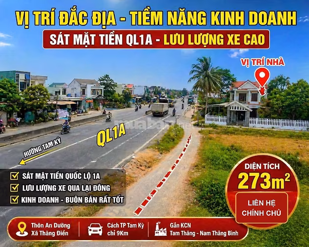 Chính chủ bán nhà 2 tầng sân vườn 273m2, cách QL1A 10m, Thăng Điền