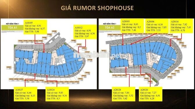 SHOPHOUSE KHỐI ĐẾ KINH DOANH  CORA TOWER, SPANA TOWER, S-LIGHT TOWER