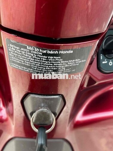 Honda Vision 2022 Khóa thông minh màu Đỏ