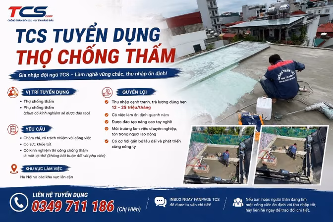 TUYỂN DỤNG THỢ CHỐNG THẤM TẠI HÀ NỘI