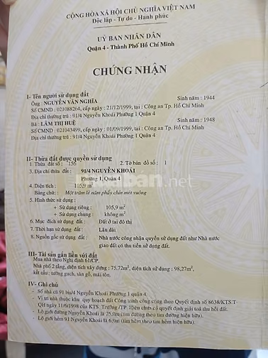 BÁN NHÀ HẺM XE HƠI , TRỤC ĐƯỜNG LỚN QUẬN 4