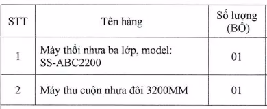 Thanh lý dàn máy thổi nhựa Khổ 3200MM