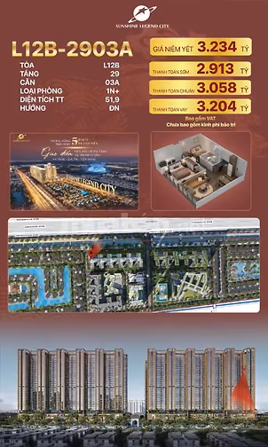 Chính chủ cần bán căn hộ Dự án Sunshine Legend City đã vào tiền 20% 