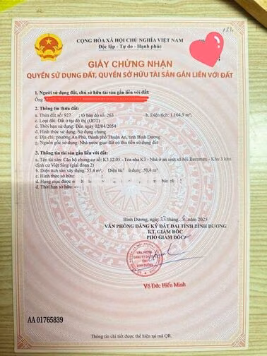 CHUNG CƯ BECAMEX THUẬN AN BÌNH DƯƠNG - ĐÃ CÓ SỔ - 55.4M²