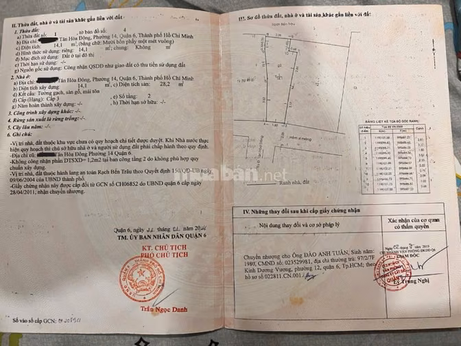 BÁN NHÀ HẺM 3M (BG) TÂN HÒA ĐÔNG, P.14, Q.6, 5,2 TỶ