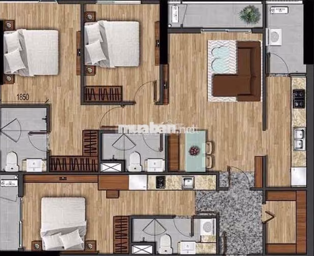 Bán căn vip Akari tầng cao 3PN, 3WC 121m2 full nội thất 6,5 tỷ.