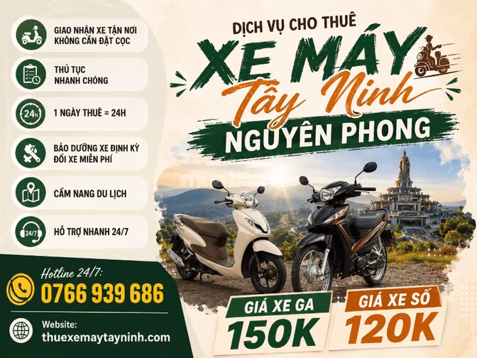 Dịch Vụ Cho Thuê Xe Máy Tây Ninh - Nguyên Phong Giá Tốt Giao Tận Nơi