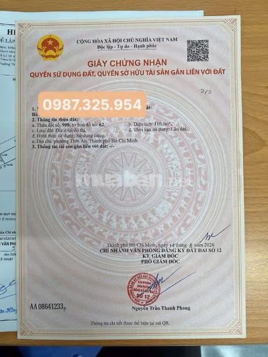 Đất Thổ Cư. DT: 5 x 38m2. Kinh Doanh Giá: 6 tỷ