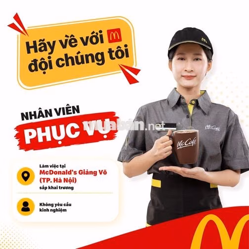 [Giảng Võ-Hà Nội] Nhân viên Phục vụ Fulltime