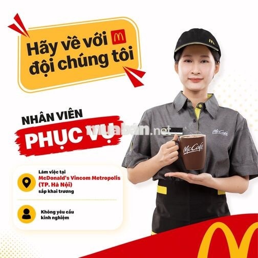 [Vincom Metropolis] Nhân viên Phục vụ Fulltime