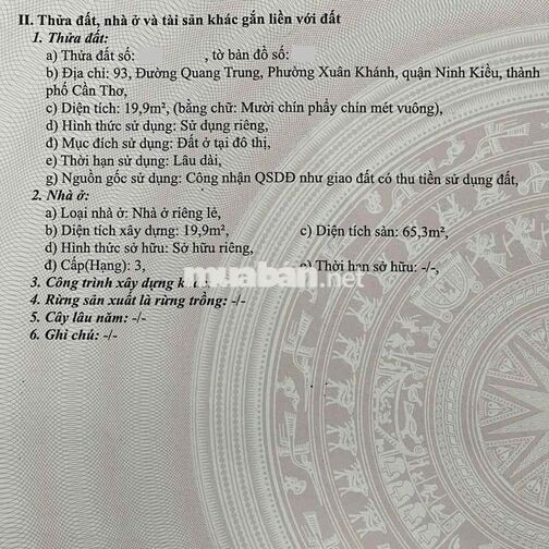 Mặt tiền đường Quang Trung gần Đại lộ Hoà Bình
