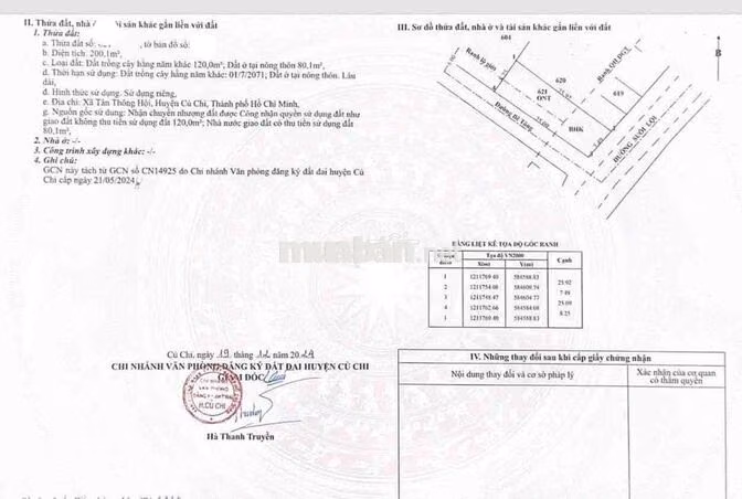 KẸT TIỀN BÁN GẤP LÔ GÓC 2 MẶT TIỀN TÂN THÔNG HỘI, CỦ CHI 200m2-630tr