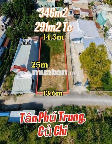 BÁN LÔ GÓC 2 MẶT TIỀN TÂN PHÚ TRUNG, CỦ CHI 347M2 GIÁ CHỈ 650 TRIỆU