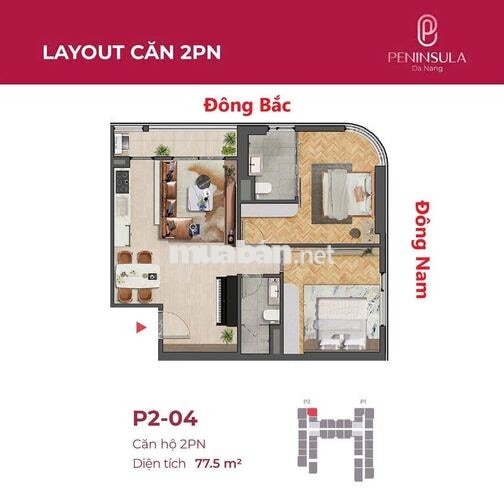 Chỉ Đúng Một Căn 2PN Giá 55 Triệu/M2 Tại Peninsula Sông Hàn