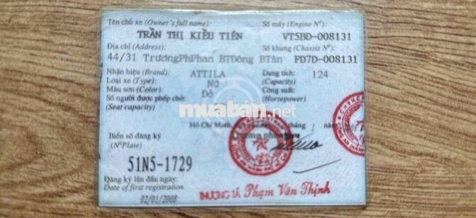 SYM Attila 2007 Đỏ 40.000km