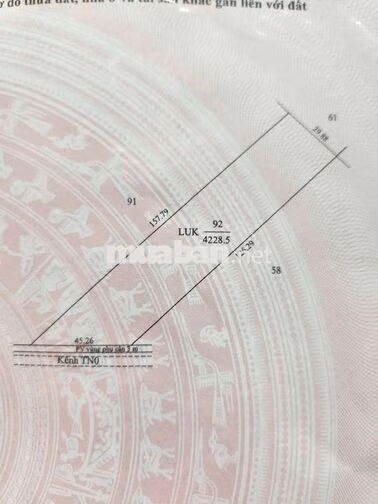 Bán đất vườn 4.228m2 mặt tiền kênh