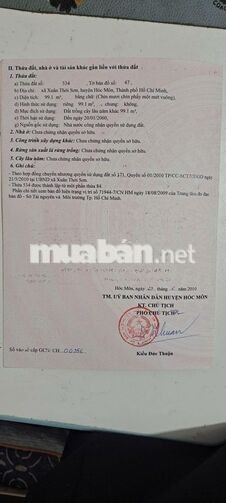 CẦN BÁN ĐẤT SỔ ĐỎ RIÊNG HÓC MÔN