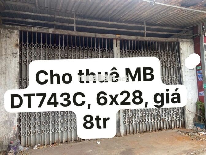 Cho thuê kho, xưởng 6x28m, gia 8tr -ĐT 743C